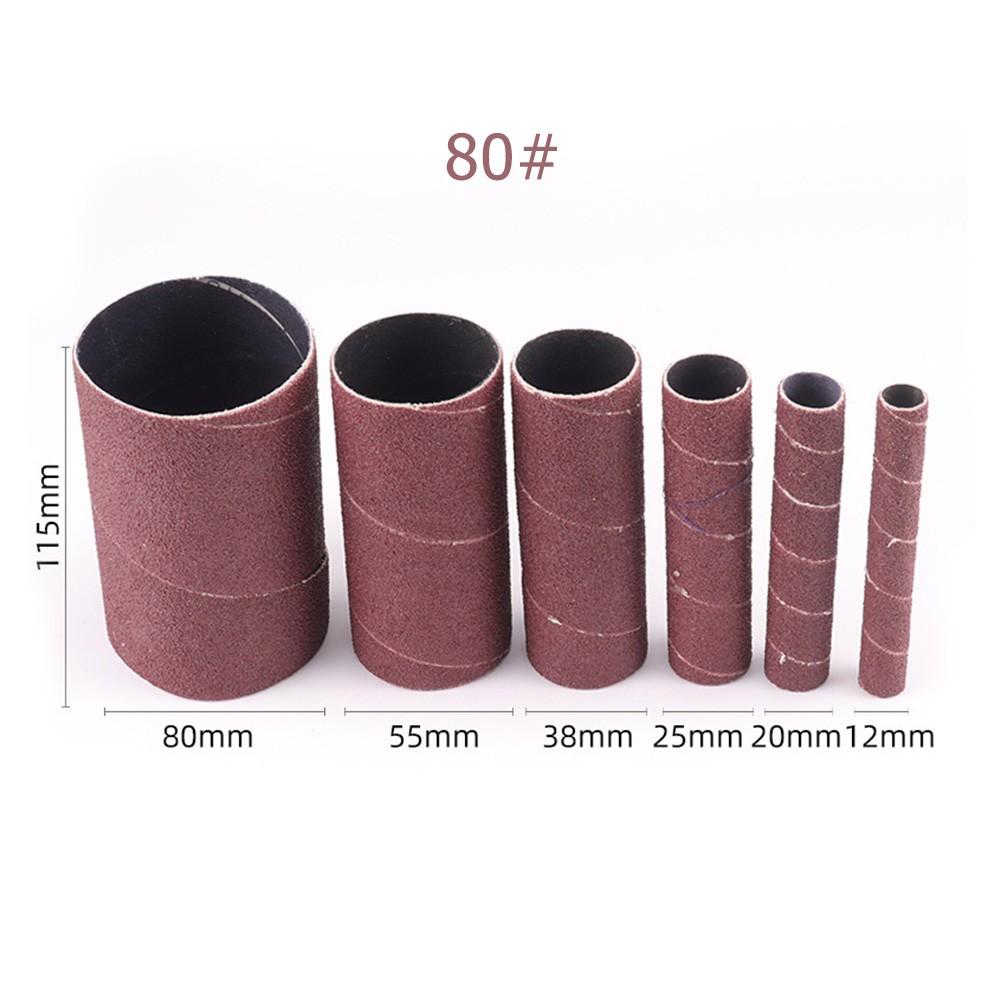 6 Pack Spindle Sanding Sleeves For Oscillating Sander 80 120 Grit Sandpaper Drum For Metal Woodworking Polishing Wheels