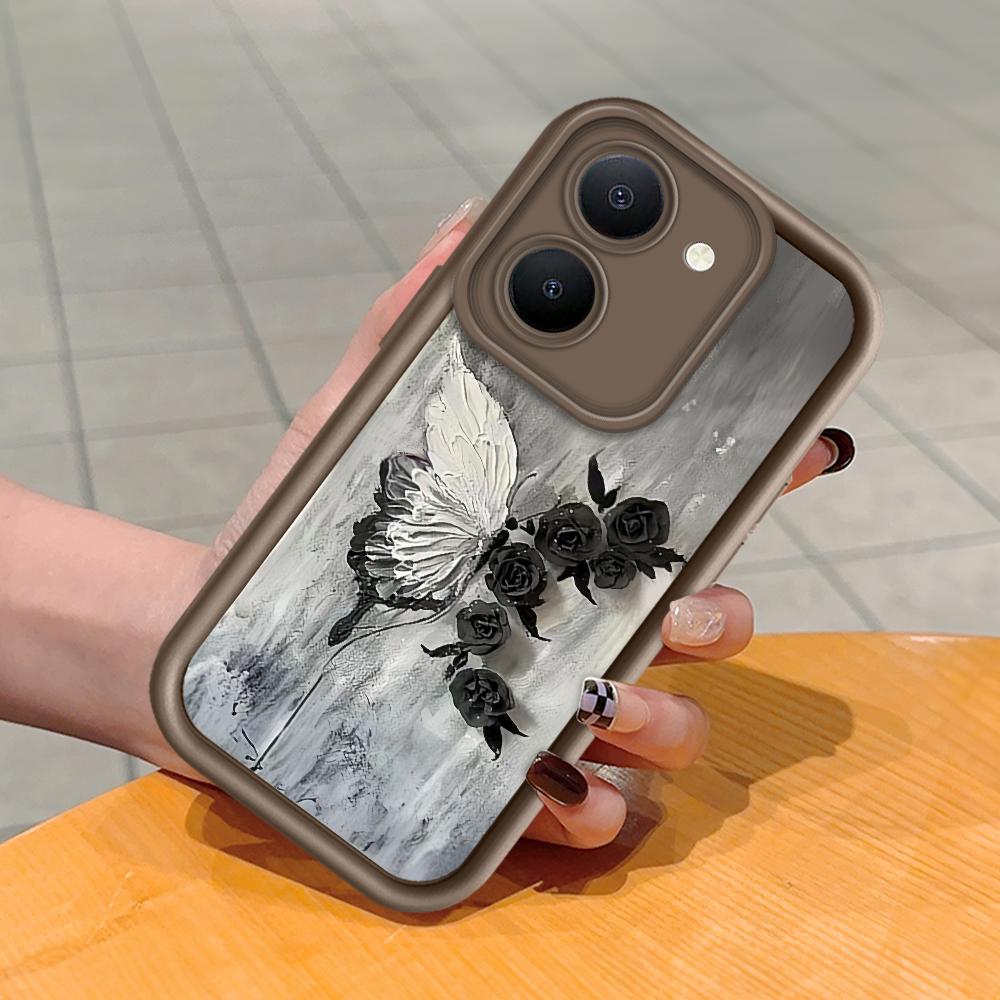 Soft Silicone Square Ladder Printing Pattern Phone Casing Full Cover Camera Shockproof Protection Rubber Case for Vivo