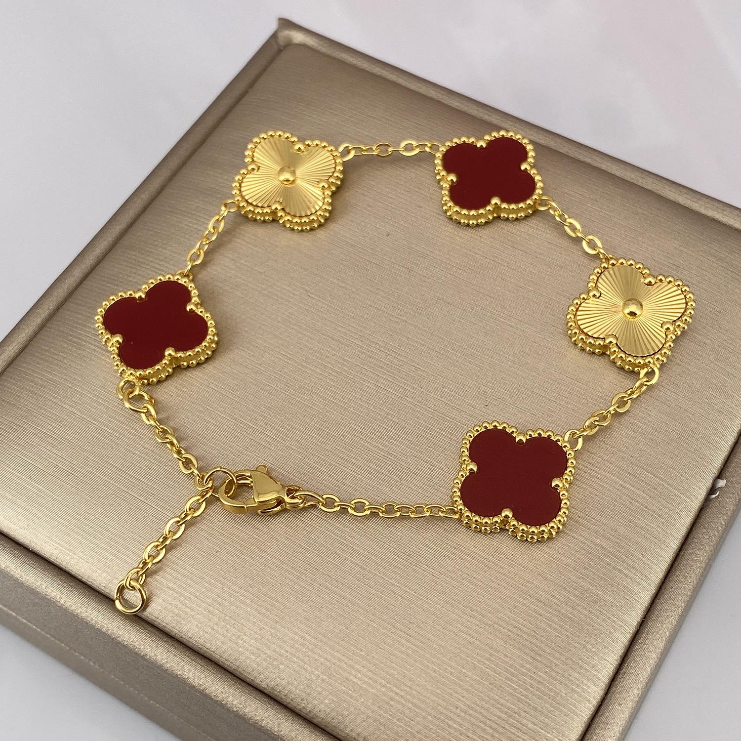 

Браслет 15 мм Пять цветов Лазерный браслет 18К Браслет Четырехлистный клевер Женский браслет