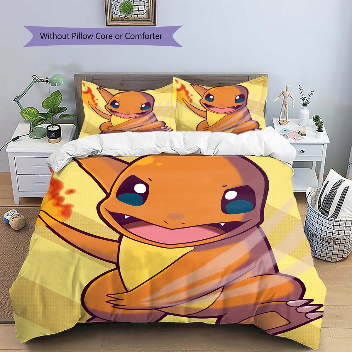 

Charmander Pokemon Bedding Set, Fire Type Anime Character Bedroom Decoration, Stylish Home Gift Choice.chl 135x200cm