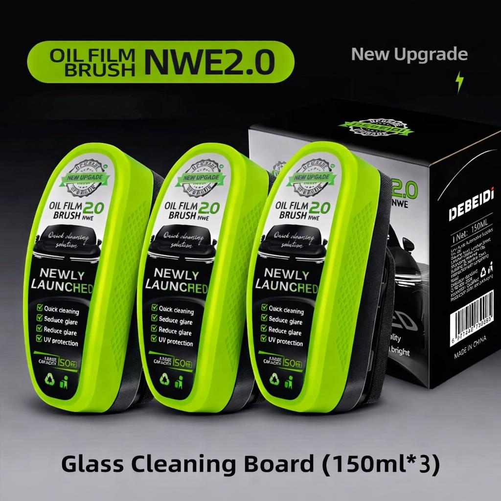 1/2/3pcs Automotive Car Oil Film Cleaning Brush,150ml Glass Oil Film Remover for Car Window,Windshield Brush For Car Care Hoses Windshield Washer 1