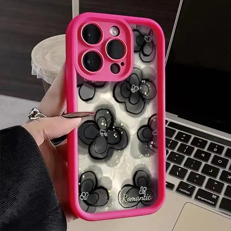 Nice Butterfly Flower Silicone Phone Case For iPhone 15 12 13 14 11 Pro Max XR XS X 7 8 Plus Shockproof matte Soft Cover