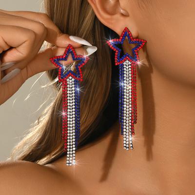 Tassel Bead Chain Earrings Long Claw Chain Multi-Layer Stud Earrings Light Luxury Star Earrings High-End Jewelry
