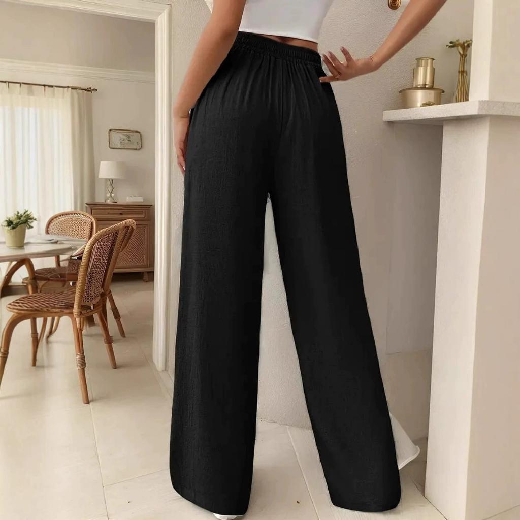Damskie codzienne francuskie wygodne i modne spodnie z prostą nogawką i szeroką nogawką z kieszeniami dla kobiet