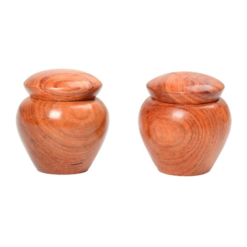 

Set Of 2 Handcrafted Rosewood Containers for Teas Leaf Preservation Airtight Wooden Canister Spices Organization Jar 1