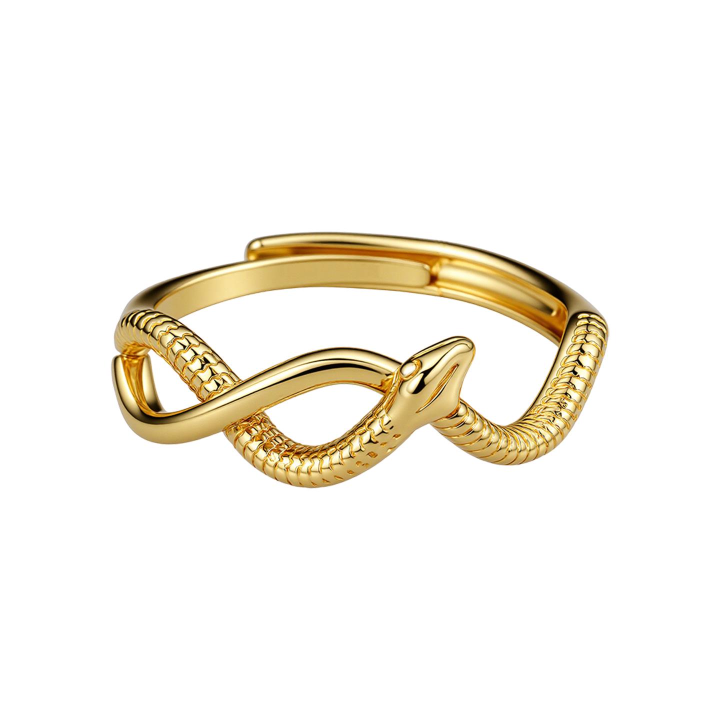 Women s Luxury Snake Shaped Gold Ring - Eco-friendly Copper Design Adjustable Open