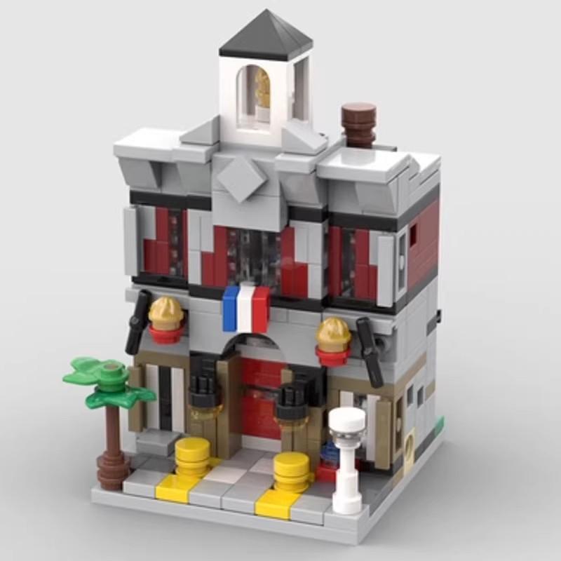 Building Block Compatible With 104289 Mini Fire Station, Mini City Street View Series, Small Particle Assembly