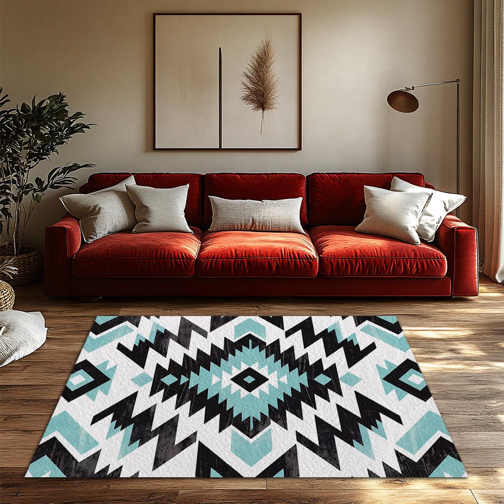 Boho Teppiche Southwestern Teppich Geometrisches Muster Matte Tribal Design Boden Dekoration Rutschfest Wohnaccessoire Moderner Wohnzimmerteppich W