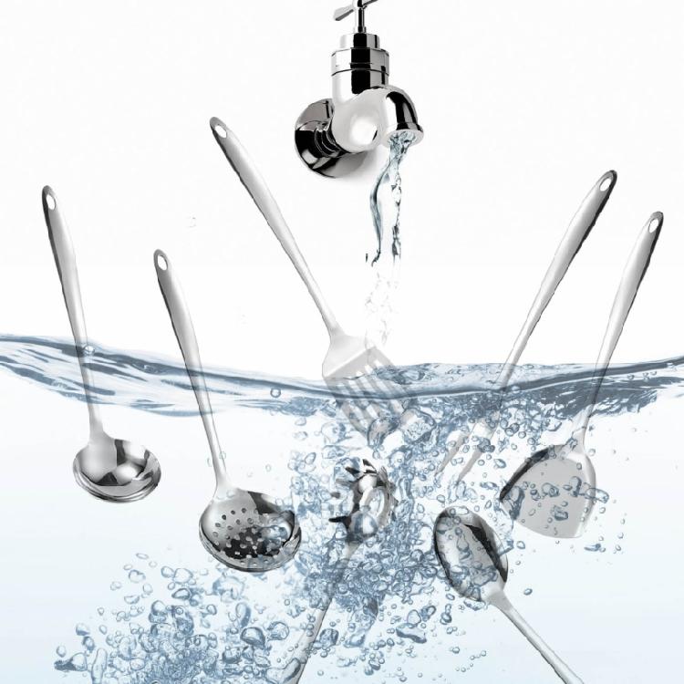 7Pieces Stainless Steel Serving Tool Set Slotted Turner Long Handle Cooking Shovel Cooking Sppon for Everyday Use