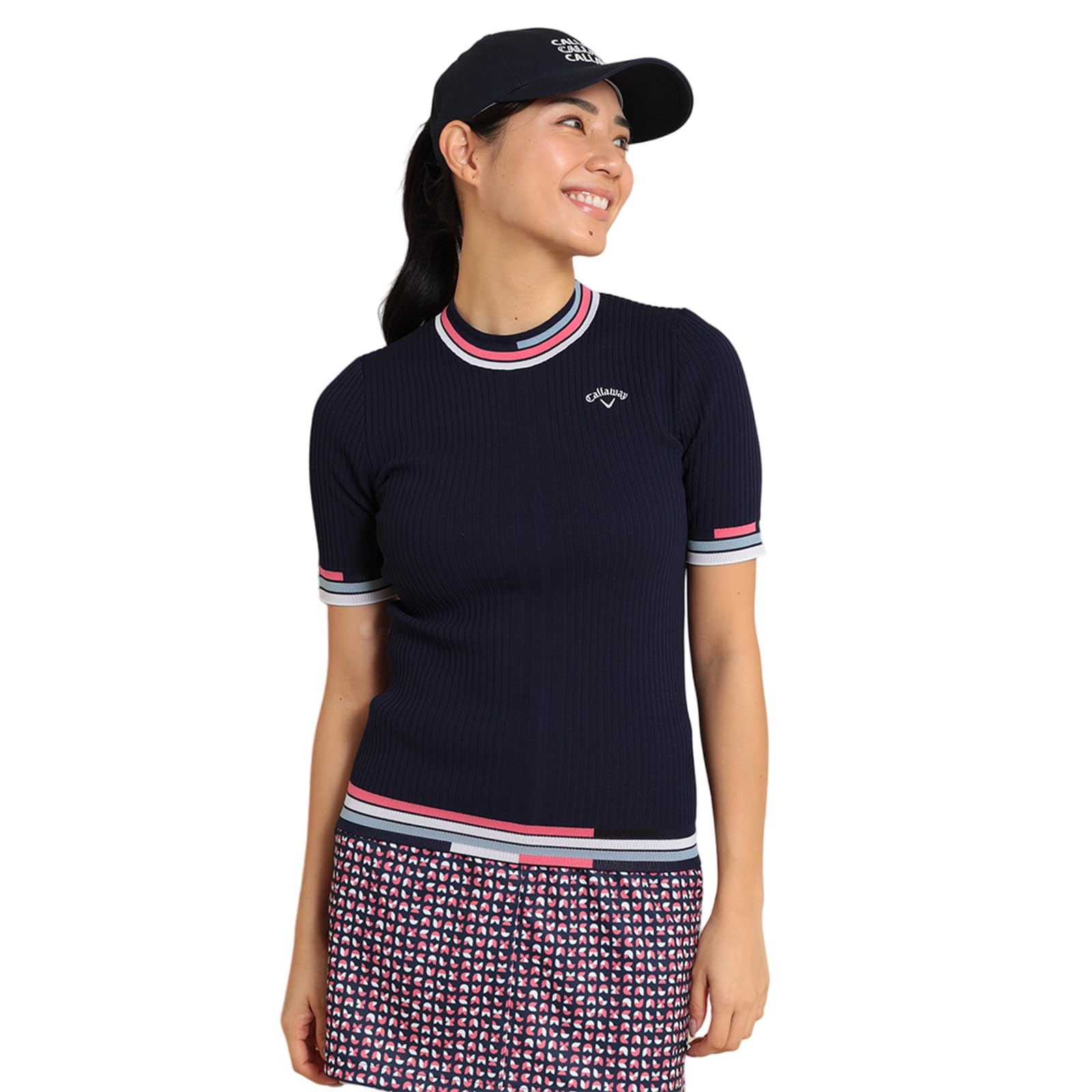 

Callaway Женский свитер с коротким рукавом и воротником-стойкой, логотип, косичка, гольф C24119203 (Фирменный трикотаж) / / 1120_Военно-морской флот