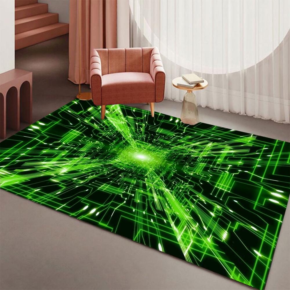 3D Geometrischer Optischer Illusion Teppich Weich Rutschfest Großer Bereichsteppich für Spielzimmer Schlafzimmer Heimdekoration Waschbare Wohnzimmer Sofa Matte