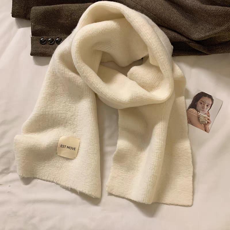 Knitted Scarf Women's Autumn and Winter Plush Scarf Korean Atmosphere New Thickened Warm Cross Wool Scarf