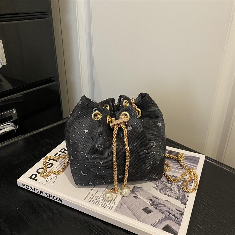 High-end Metallic Fringed Sequin Evening Bag, Luxury Water Bucket Bag, Crossbody Bag