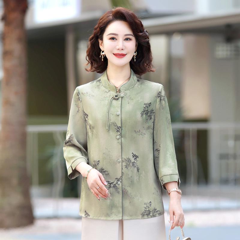 

Stylish Summer Tops & Seven-Sleeve Shirts for Middle-Aged and Elderly Women, Lightweight Jackets XL (Recommended 100-110 lbs)