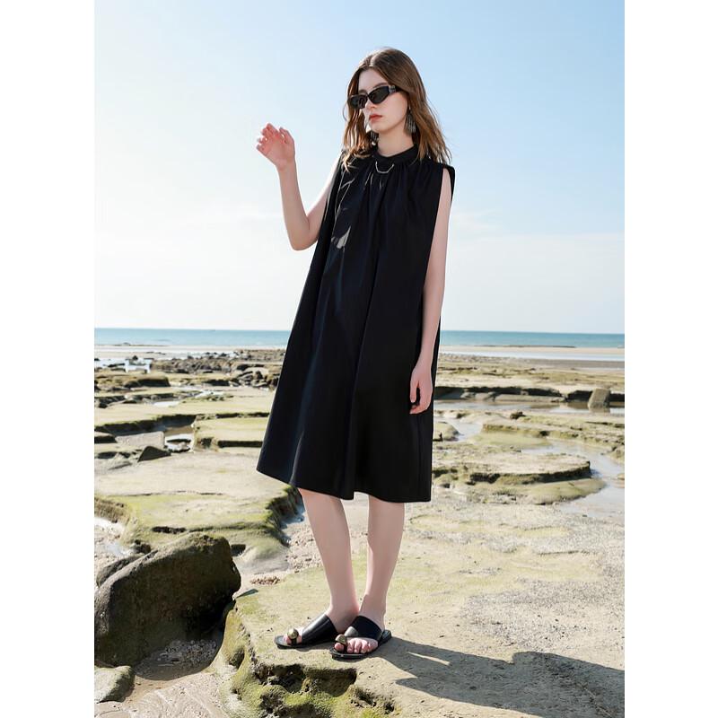 

Sancai 2025 Spring Pure Cotton Stand Collar A-Line Dress XL