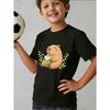 Boys Crewneck Short Sleeve T-Shirt, Campus Style Cute Cartoon Summer Print