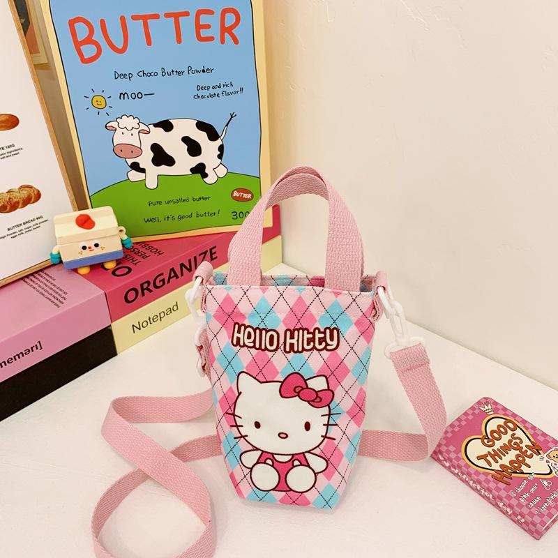 Fashion new children's bag cute girl large capacity water cup canvas bag baby shoulder messenger bag