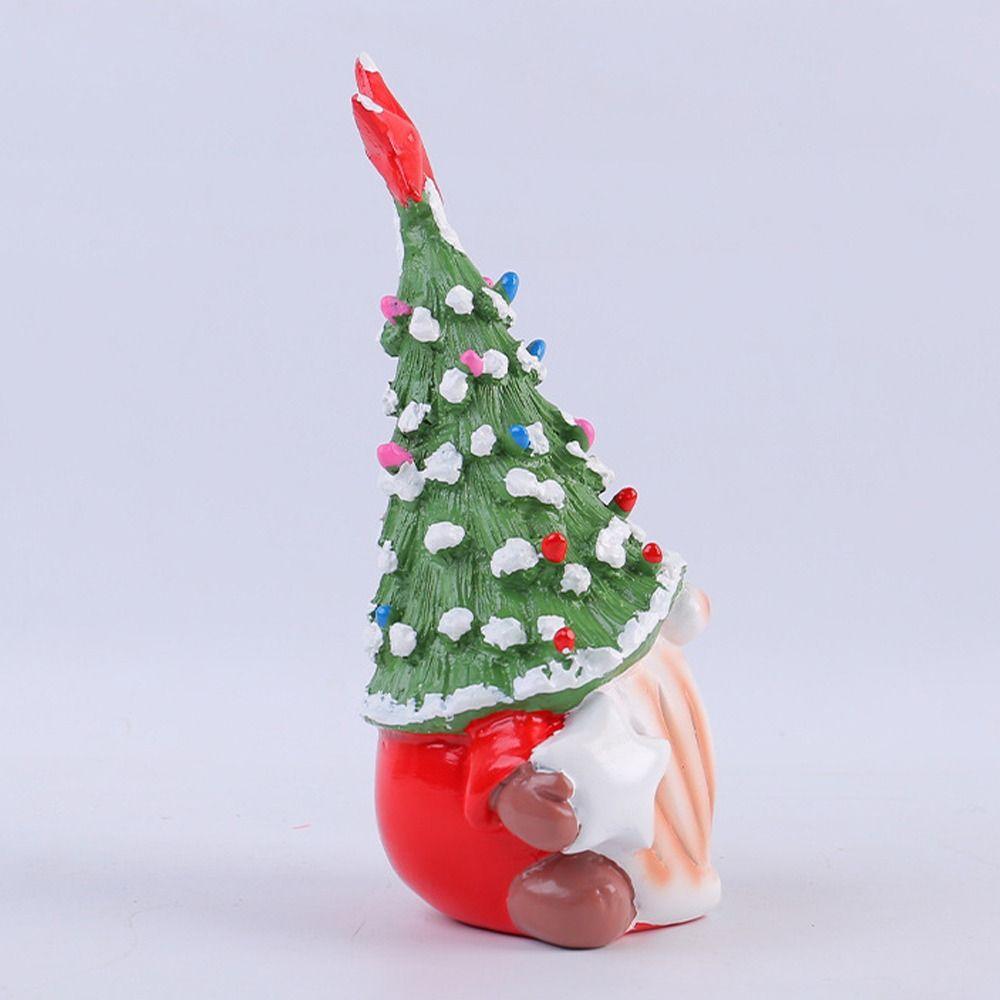 Cute Christmas Faceless Gnome Figurine Handmade Festival Mini Christmas Tree Hat Figurines Resin Crafts