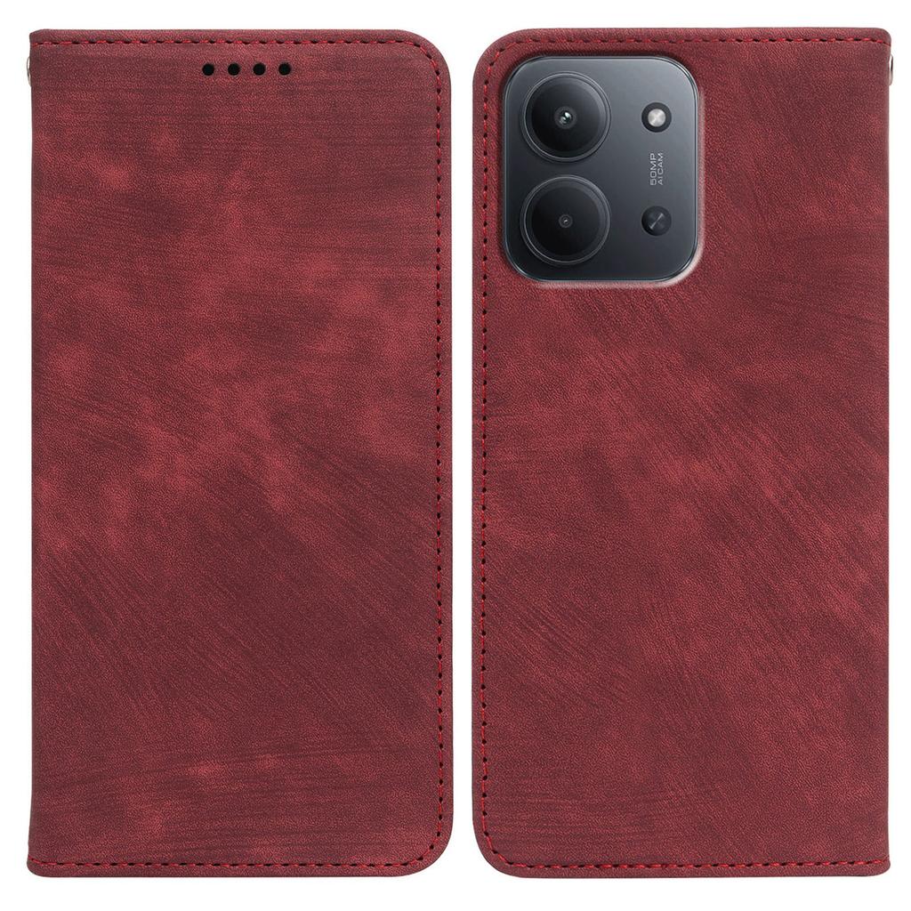 For Xiaomi Redmi 15C 5G (EU) (173mm)/15C 4G (EU) (173mm) Case Strong Magnetic Leather Wallet Phone Cover with Striped Texture