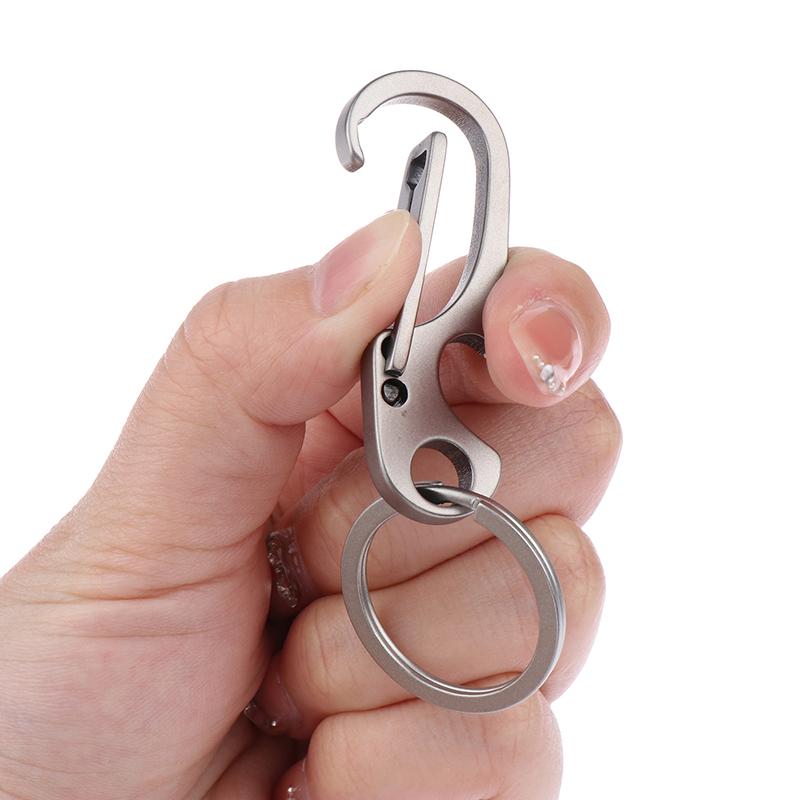 1Pc Titanium Alloy Carabiner Multi-Function Keychain Outdoorwaist Hanging Chain Ring Buckle Beer Bottle Opener Edc Tool