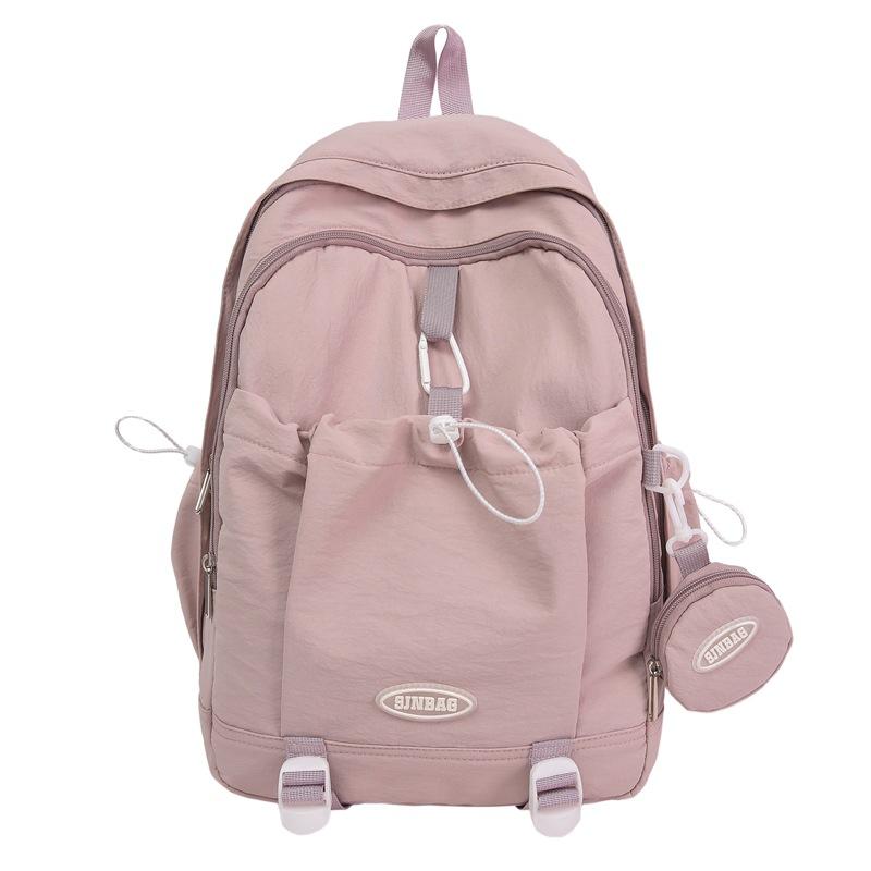 Summer New Nylon Lightweight Sports Travel Ins Large Capacity Solid Color Student Couple Backpack