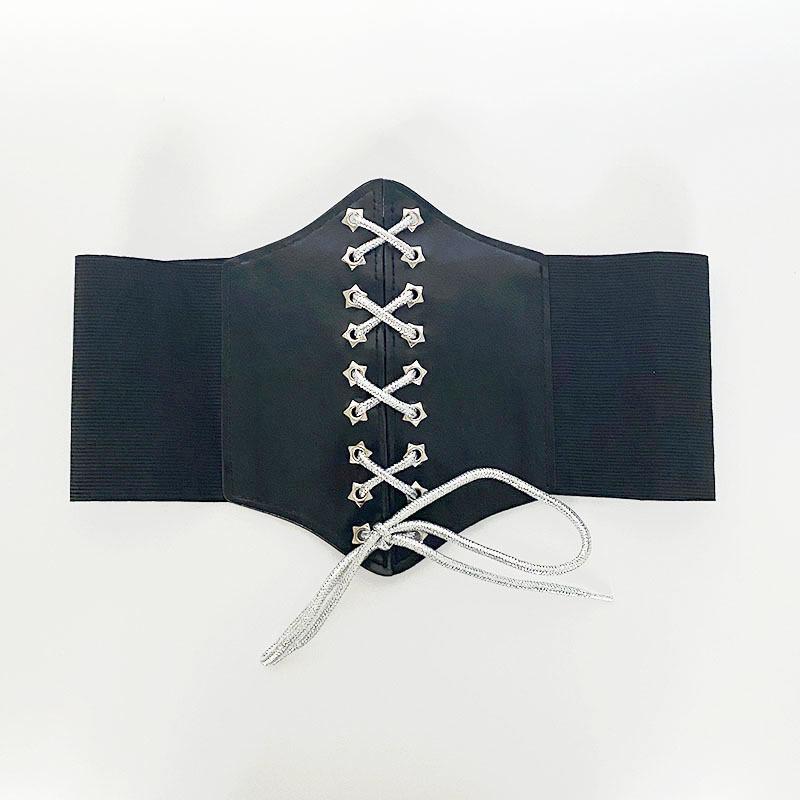 Elegant Retro Bow Elastic Waist Belt Corset Dress Suit