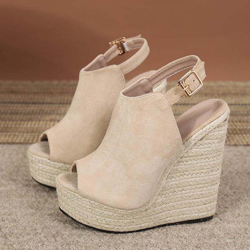 

Модная Liyke Размер 34-42 Черные Женские Босоножки на Платформе и Танкетке Летняя Мода Открытый Носок Ремешок с Пряжкой Высокий Каблук Женская Обувь Sandalias Mujer 34 абрикосовый