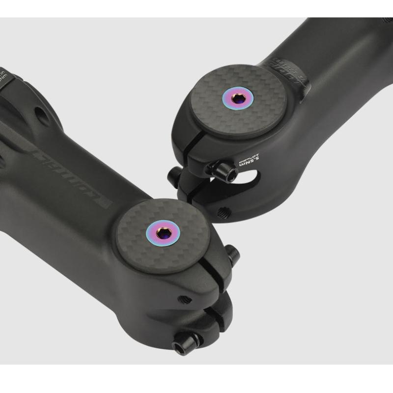 Carbon Fiber Headset Top Cap With Titanium Screw Lightweight Bike Stem Bolt Mountain Bicycle Front Fork Top Cover Parts