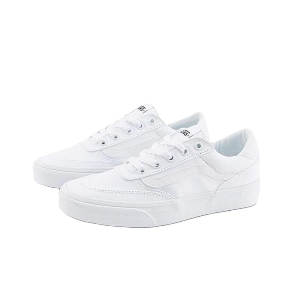 Vans Brooklyn LS Clásico Cómodo Antideslizante Duradero Zapatillas de Skate de Caña Baja Mujer Zapatilla Blanca VN000D7UWWW