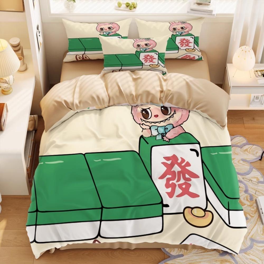 Schattig bubu beddengoed 2/3-delige slaapkamerset, kindercadeau tieners volwassene microvezel tweepersoonsbed dekbedovertrek met rits kamerdecor