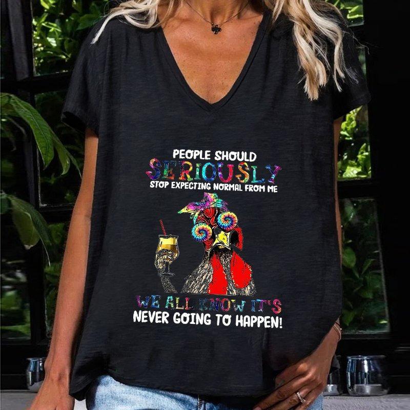 

Летний топ с V-образным вырезом, 3D-принтом с буквой и узором птицы, модные повседневные женские футболки с коротким рукавом 5XL