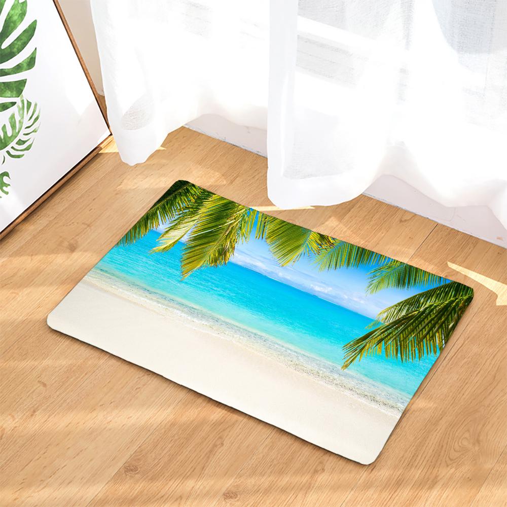 3D Printing Sea Beach Shell landscape Toilet Non-Slip Mat Bath Rugs Toilet Bath Rug Accessories for Bathroom Decor