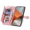 For Xiaomi Redmi Note 13 Pro+ 5G Zipper Wallet Case with Strap Flower Imprint PU Leather Phone Cover