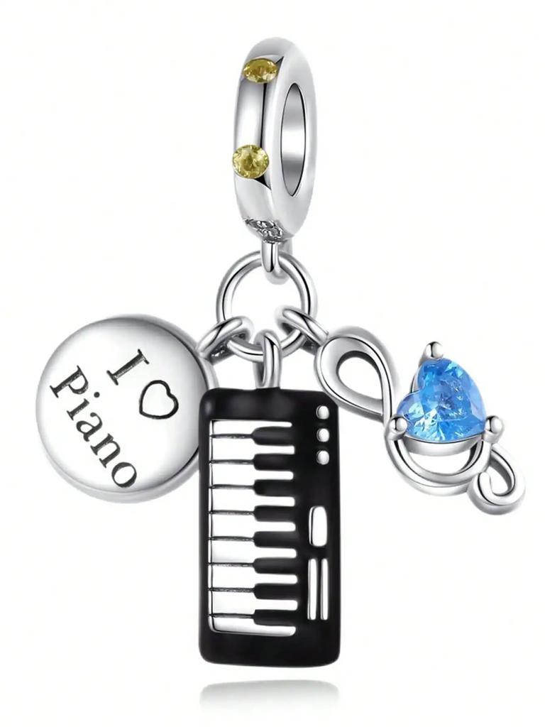 Charms Plata Copper Colors Musical Piano Beads Charm Pendant For Original Bracelet For Women Diy Jewelry Love Gift