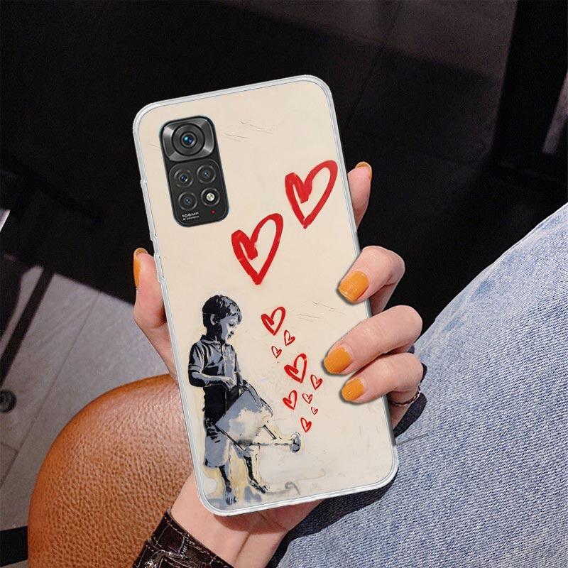 Street Art Banksy Graffiti Phone Case For Xiaomi Redmi Note 15 14 13 12S 12 11 Pro Plus 14S 11S 11E 10 10S 11T 5G Personalized C