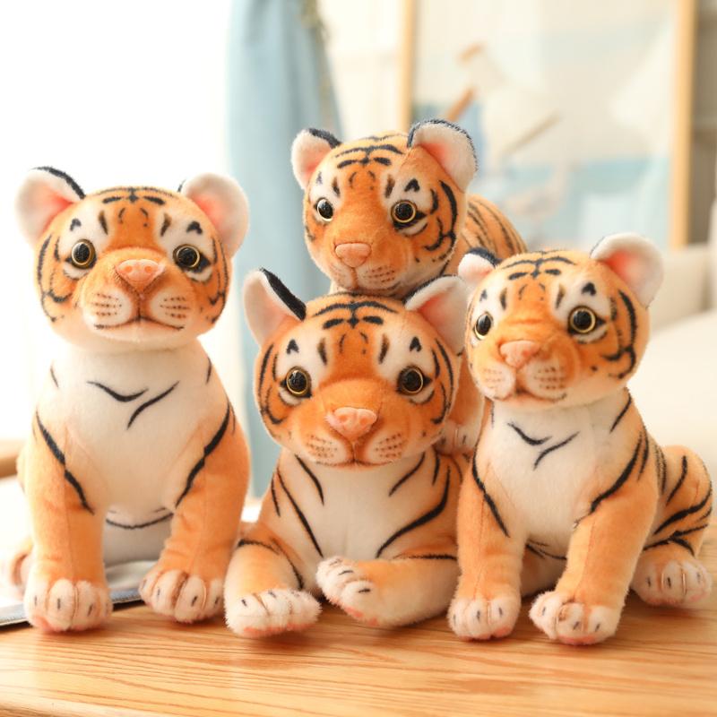 25-30cm Realistisch Kleine Tijger Pluche Speelgoed Drie Houdingen: Liggende, Staande, Zittende Tijger Knuffelpop Tijger Decoratief Model Ornament