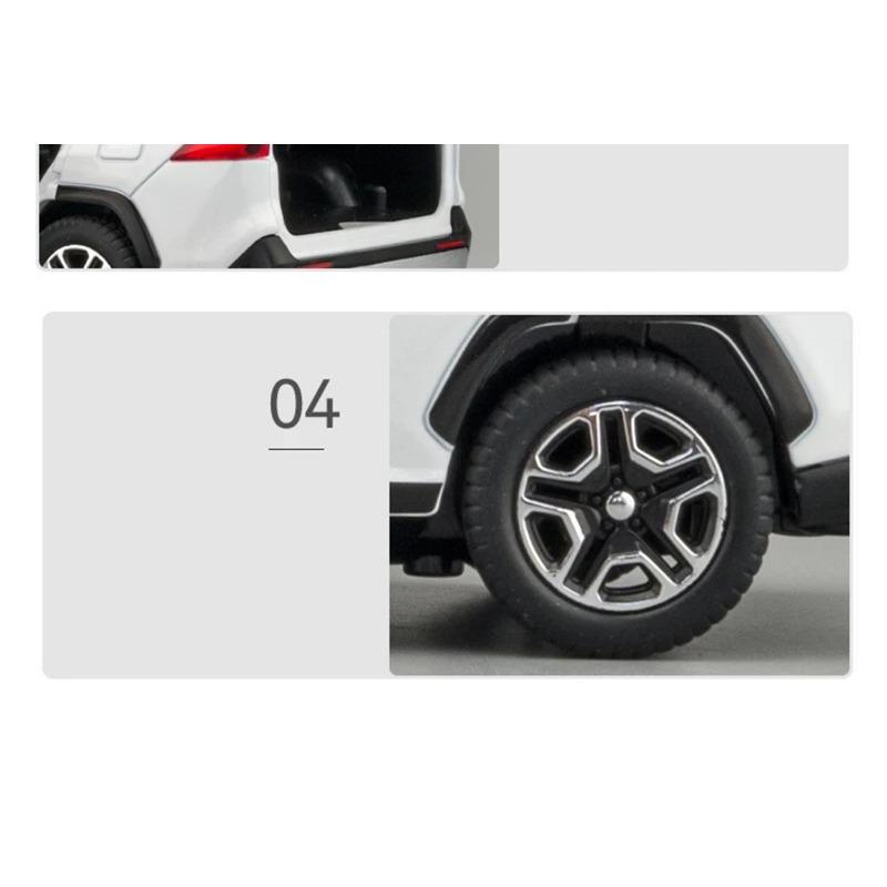 1/32 Toyota RAV4 SUV Alloy Car Model Diecast Metal Toy Vehicles Car Model High Simulation Sound and Light Collection Childrens Toy Gift