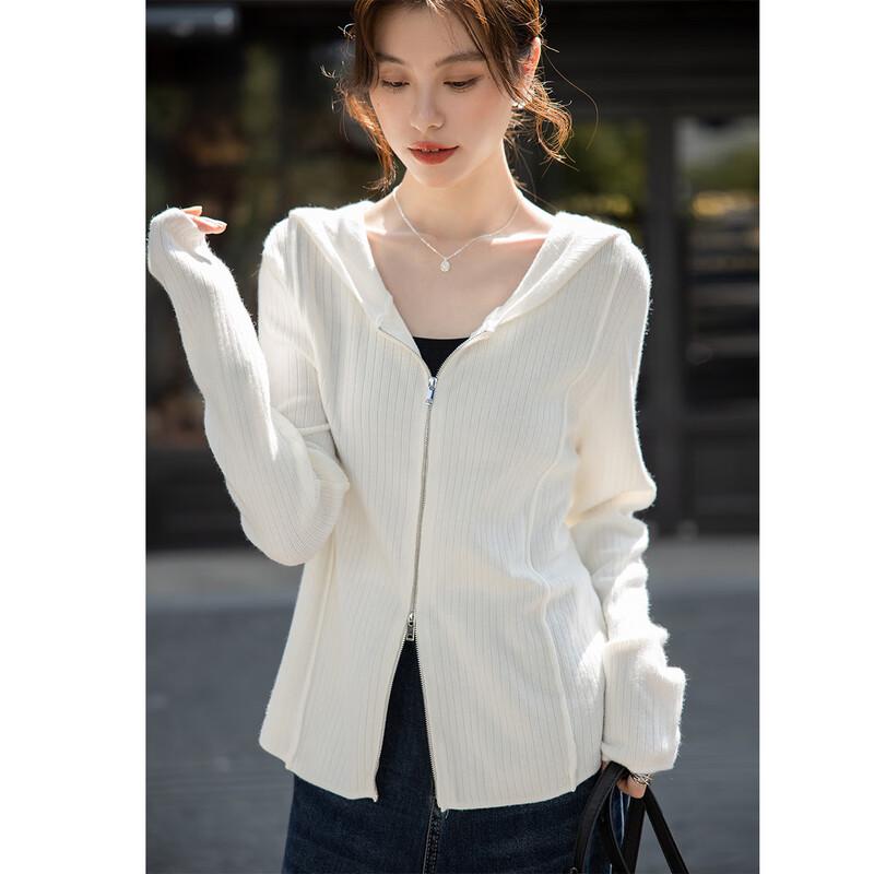 

Mokaana Women s Hooded Double-Zip Cropped Long Sleeve T-Shirt Jacket One Size