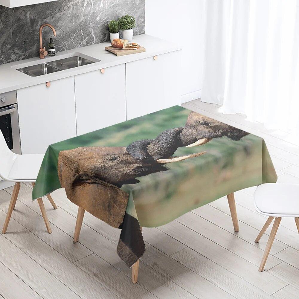Animal Tablecloth Shark Tiger Elephant Leopard  Party Restaurant Banquet Decoration Waterproof Home Table