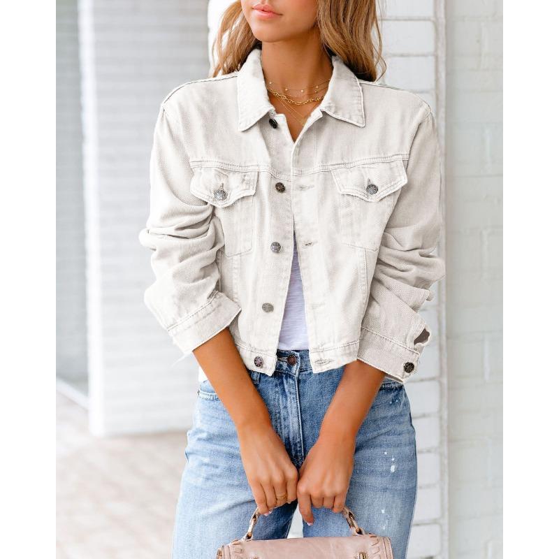 Giacca di Jeans e Top a Manica Lunga da Donna per Primavera e Autunno