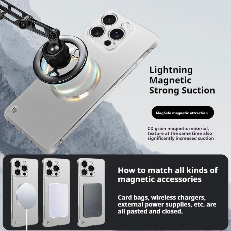 Ultra Thin Metallic Paint Magnetic For Magsafe Case For 17 Air 16 15 14 13 12 Pro Max Plus Frameless Cooling Hard Cover
