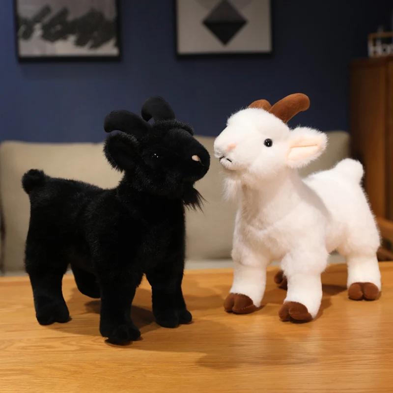 New Goat Plush Toys White Black Sheep Doll Simulation Goat Plushie Toys Stuffed Animals Sheep Doll Home Decor Kids Toys