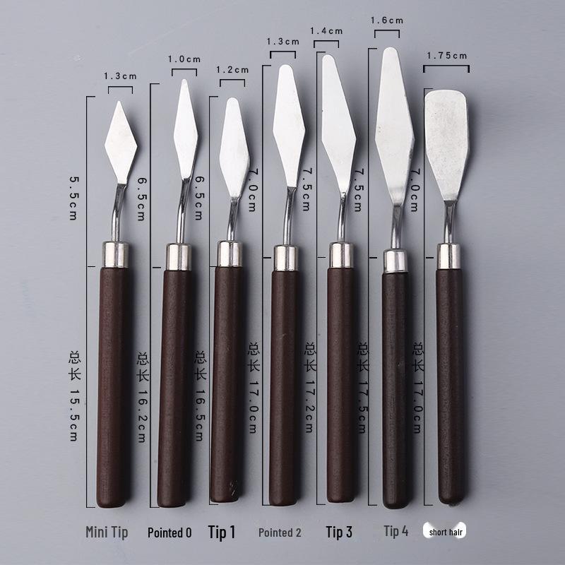 Rosewood Handle Oil Painting Knife: Acrylic & Gouache Pigment Scraper with Varnishing Flat and Pointed Blades