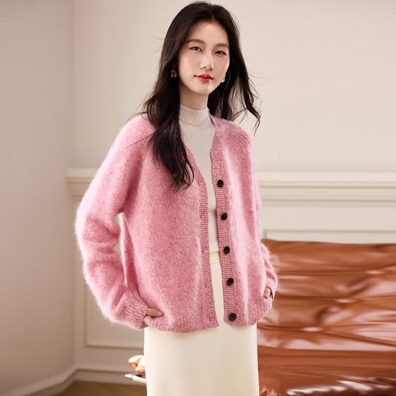 Srcr Women's Premium Cashmere Blend Knitted Wool Cardigan