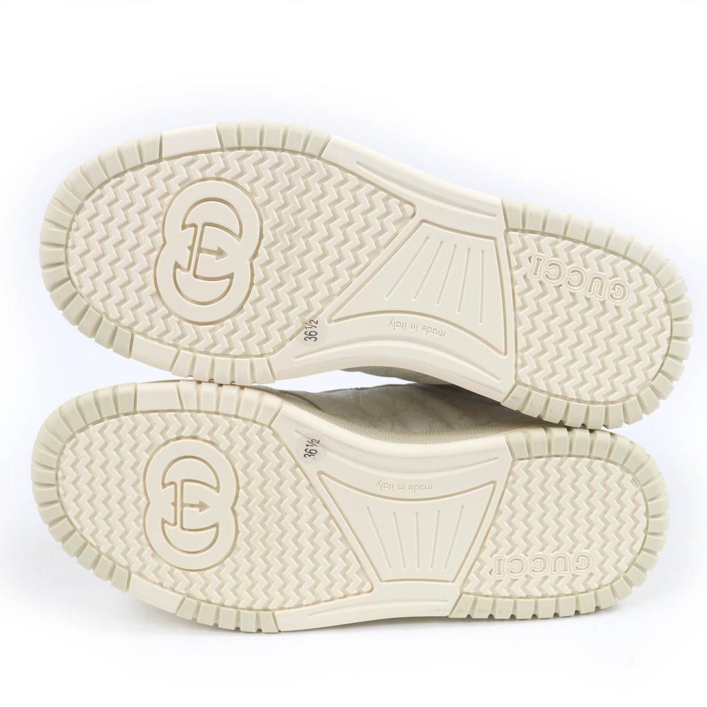 Pristine GUCCI Low Cut Sneakers Web Line White GG Supreme Women 36.5 816818 Used