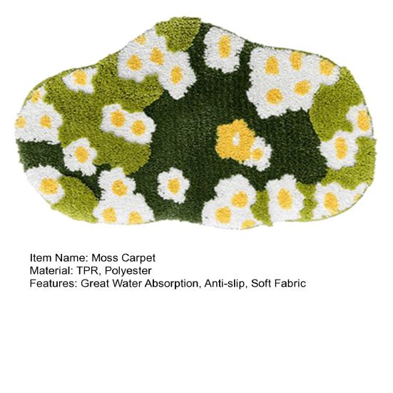 Floor Moss Carpet Cartoon Flower Print Thick Great Water Absorption Non Slip