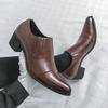 Fashion Business Men Formal Leather Shoes Black Brown Men One-foot Comfortable High-heeled Fashionable Leather Shoes Social Shoes Men