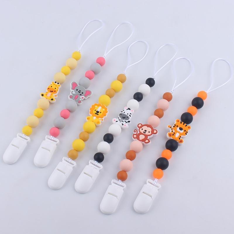 Cartoon Animal Soother Chain Baby Pacifier Holder Toddlers Pacifier Straps Teether Toy Pacifier Chain Baby Supply