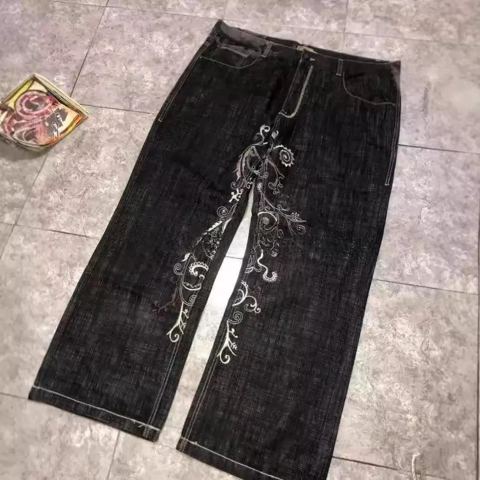American Y2K Fashion Trend Loose Straight Jeans Women Street Hip Hop Vintage Joker Oversized Wide-leg Pants Unisex Mopping Jeans