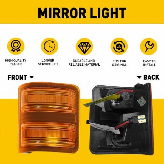 Fits 08-16 F250 Ford F350 F450 F550 Super Duty Amber Lens LED Side Mirror Lights